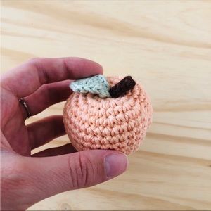 Crochet Peach Amigurumi Toy Foods Handmade